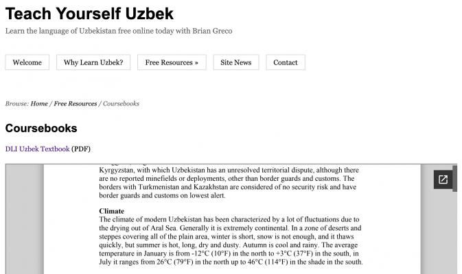 Teach Yourself Uzbek | The Center for East European and